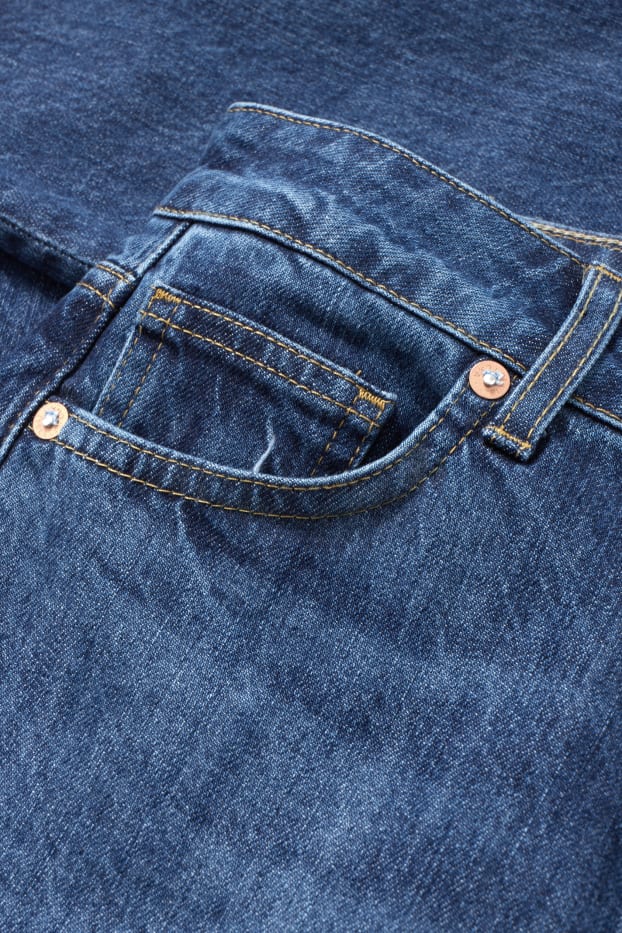 Femmes - Straight jean court - high waist - jean bleu