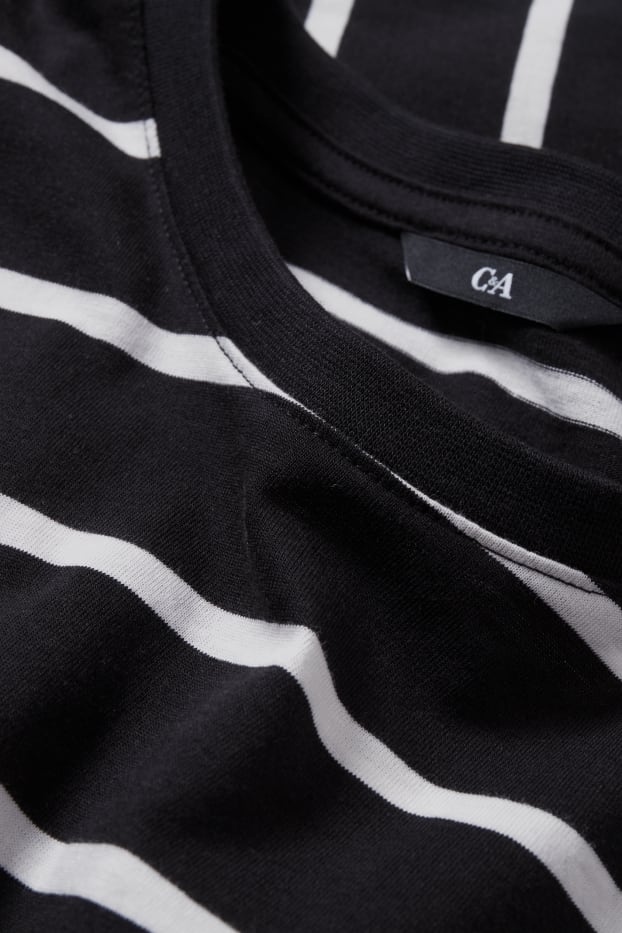 Hommes - T-shirt - à rayures - noir