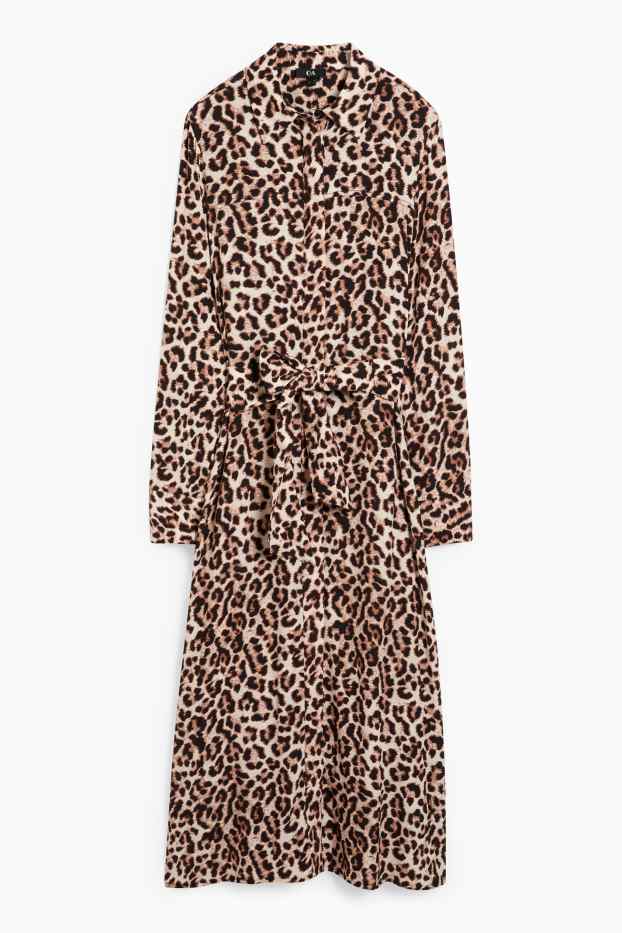 Damen - Column Kleid - gemustert - hellbraun