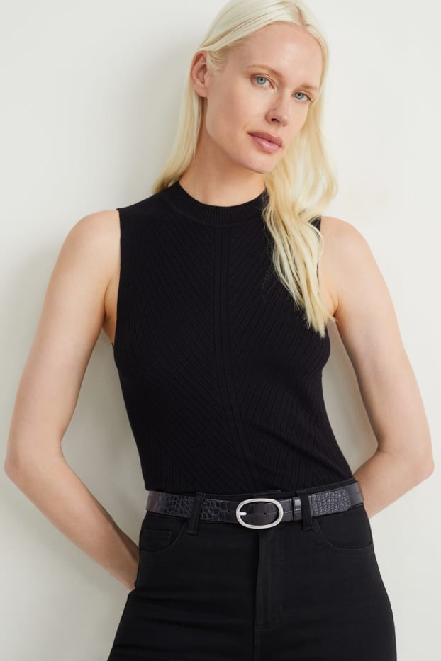 Damen - Gürtel - Lederimitat - schwarz