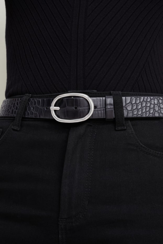 Damen - Gürtel - Lederimitat - schwarz