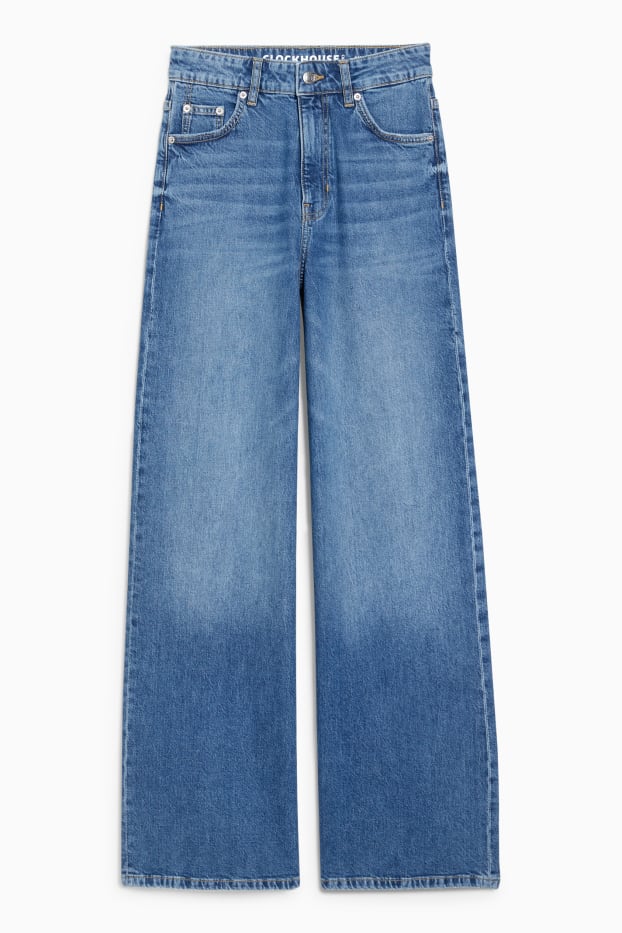 Women - CLOCKHOUSE - wide leg jeans - high waist - blue denim