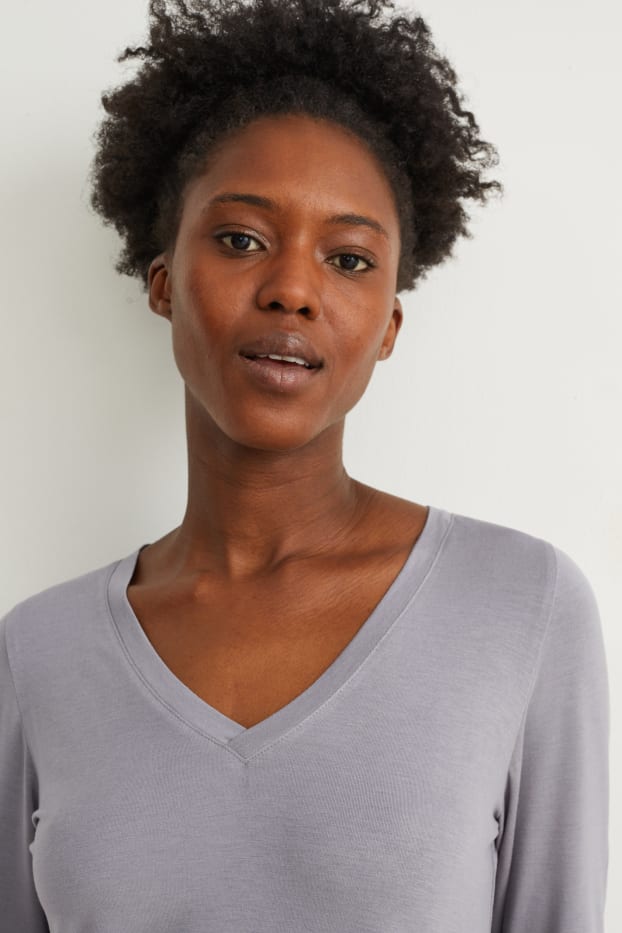 Dames - Basic longsleeve - grijs