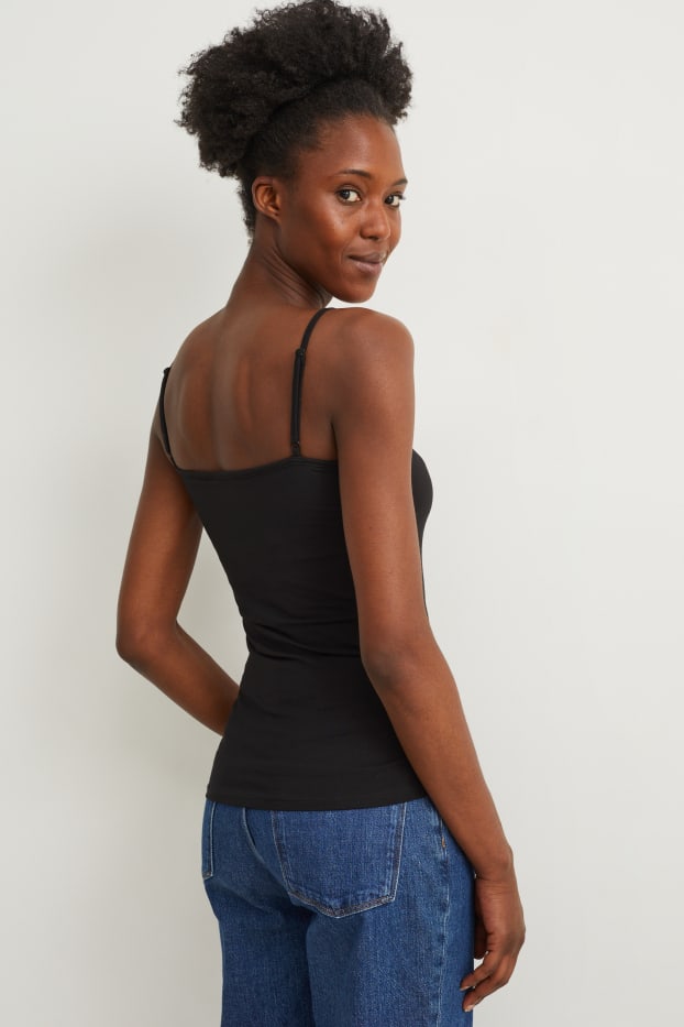 Damen - Multipack 2er - Basic-Top - schwarz / schwarz