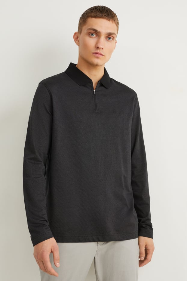 Herren - Poloshirt - gepunktet - schwarz