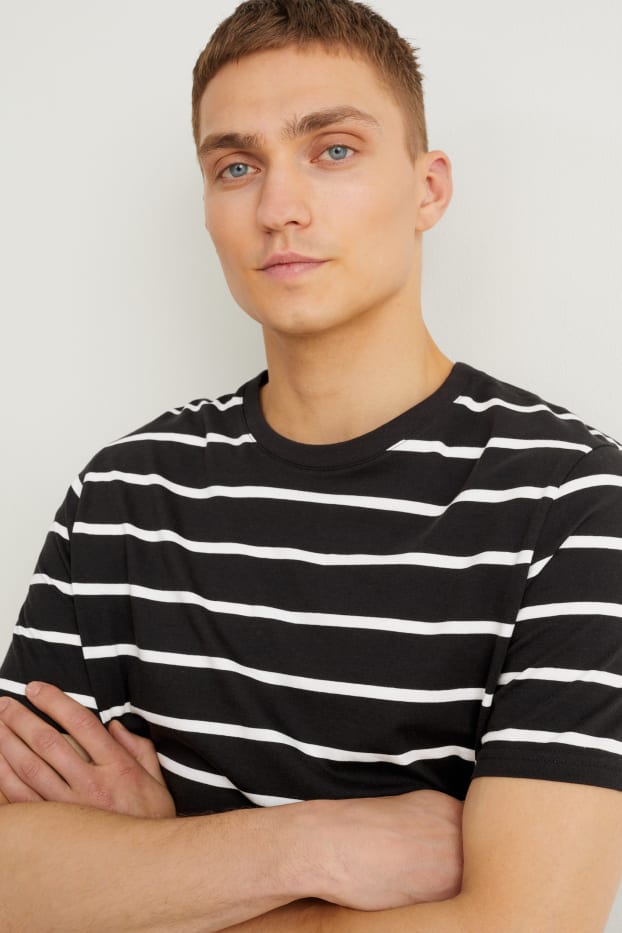 Hommes - T-shirt - à rayures - noir