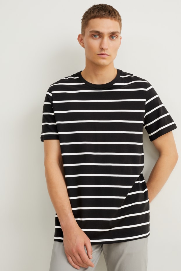 Hommes - T-shirt - à rayures - noir