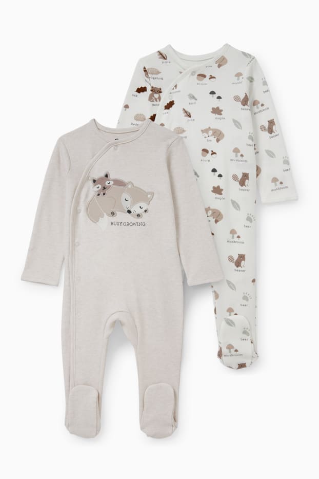 Unisexe - Lot de 2 - pyjamas pour bébé - beige clair
