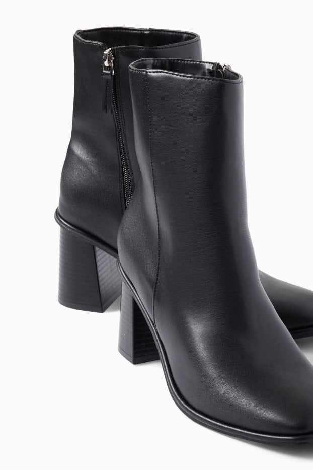 Dámské - Polokozačky - imitace kůže - černá