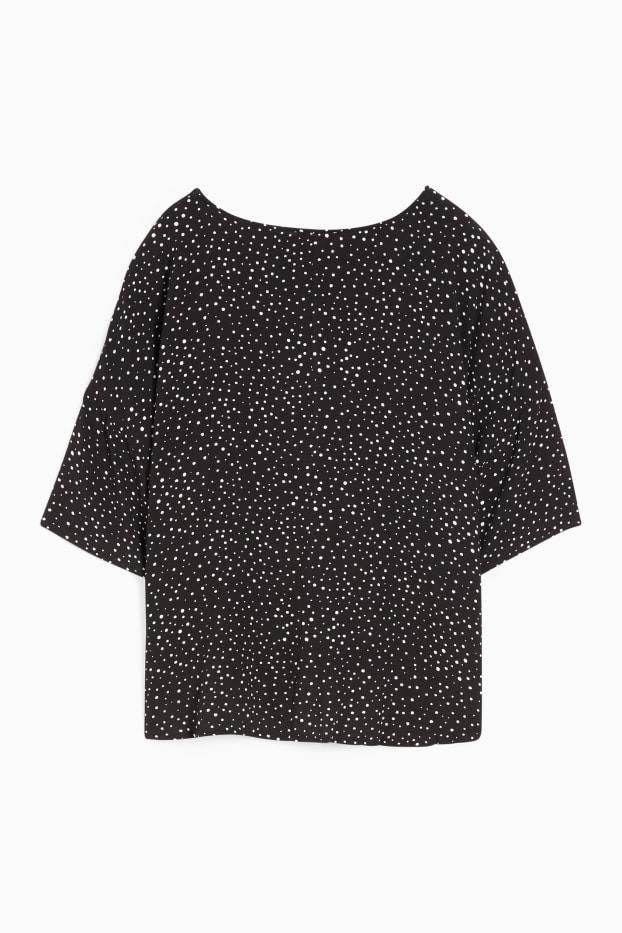 Damen - Bluse - gepunktet - schwarz