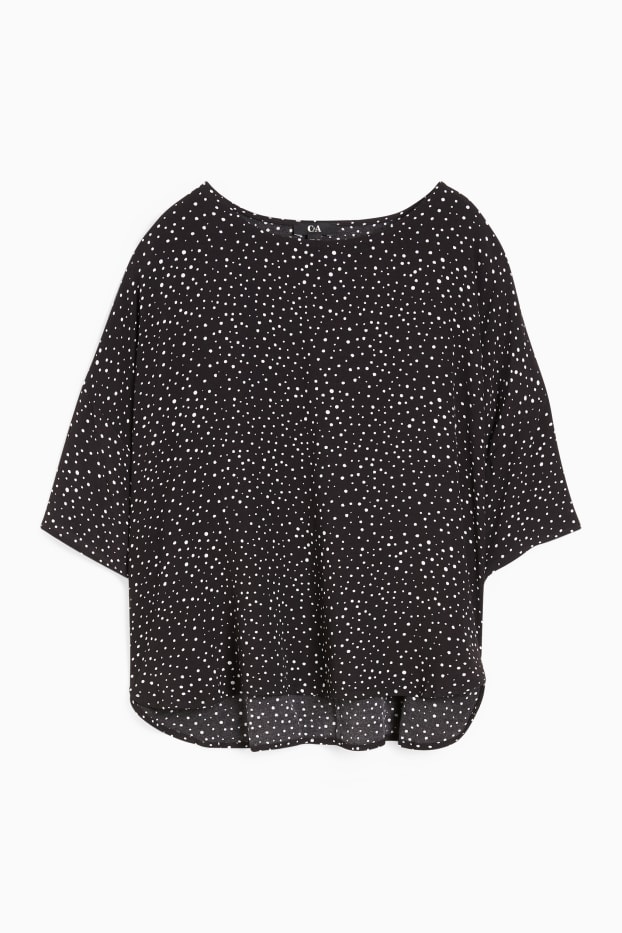Damen - Bluse - gepunktet - schwarz
