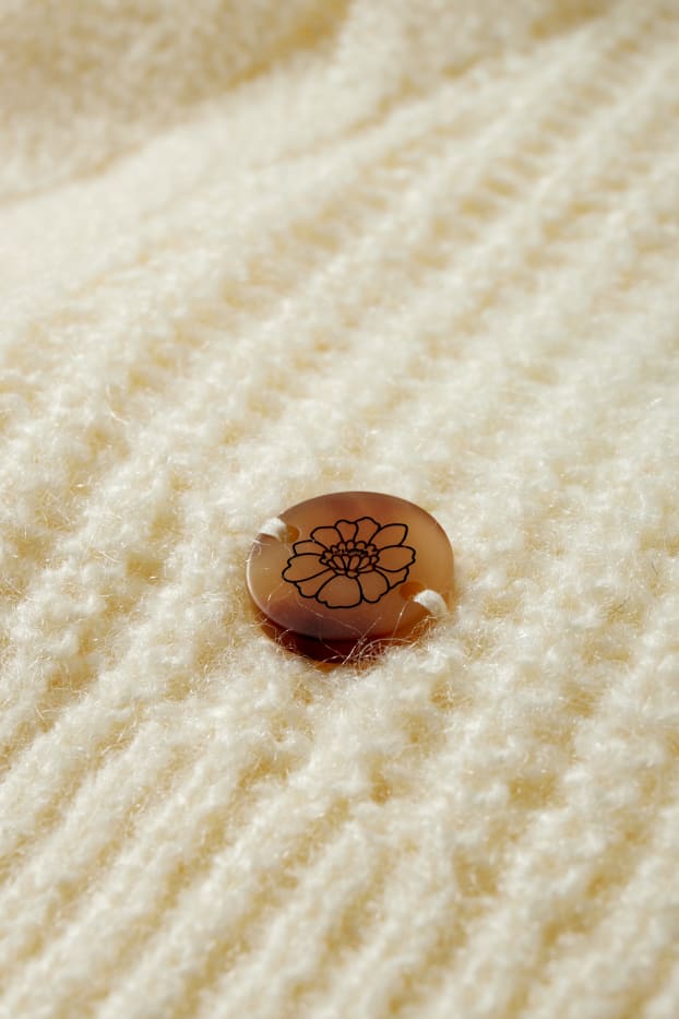 Kinder Mädchen - Pullover - Zopfmuster - cremeweiss