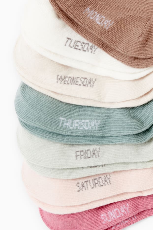 Baby Mädchen - Multipack 7er - Wochentage - Baby-Socken mit Motiv - pink