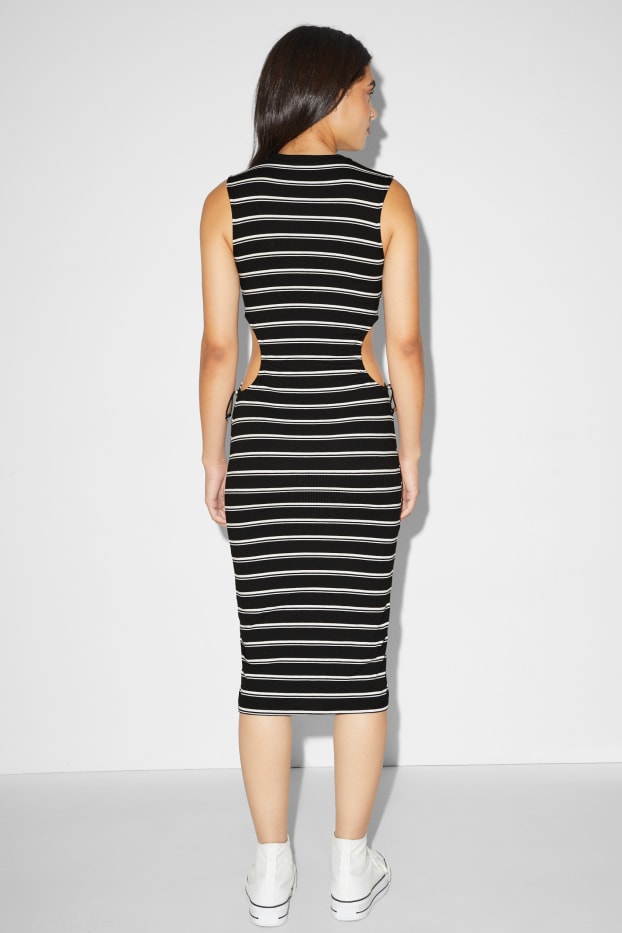 Women - Bodycon dress - striped - black / white