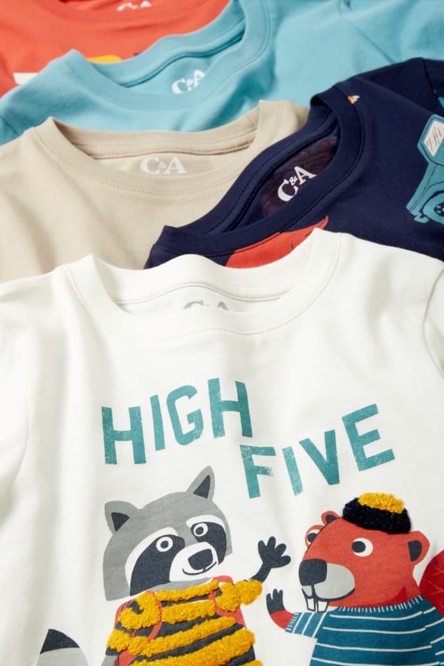 Enfants garçons - Lot de 5 - hauts à manches longues - blanc