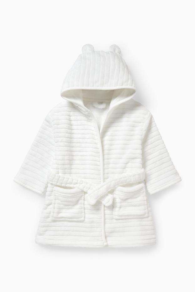 Unisex - Baby-Bademantel mit Kapuze - weiss