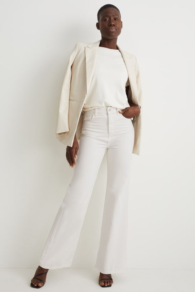 Femei - Loose fit jeans - talie înaltă - alb-crem