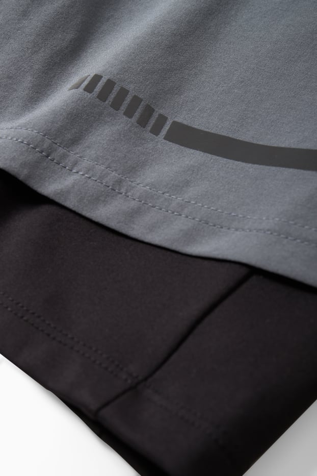 Men - Technical shorts - 4 Way Stretch - 2-in-1 look - gray