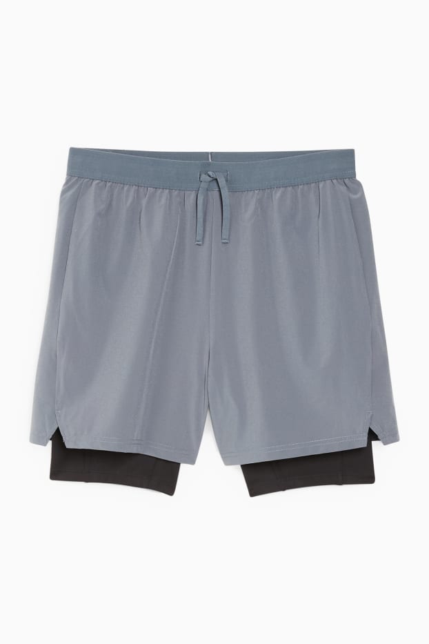 Men - Technical shorts - 4 Way Stretch - 2-in-1 look - gray