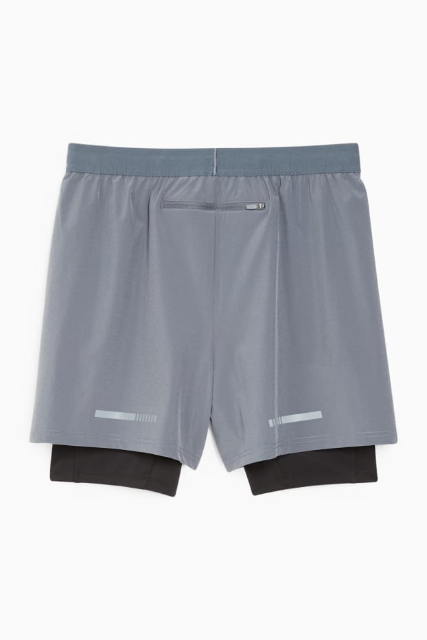 Men - Technical shorts - 4 Way Stretch - 2-in-1 look - gray