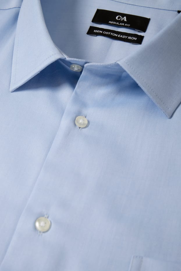 Home - Camisa - regular fit - coll kent - fàcil de planxar - blau clar