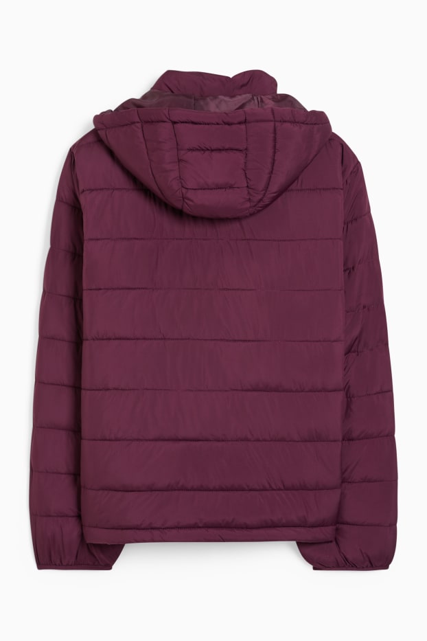 Women - Quilted jacket with hood - purple