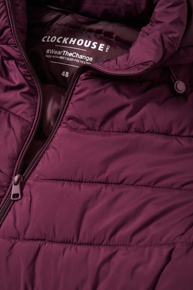 Women - Quilted jacket with hood - purple