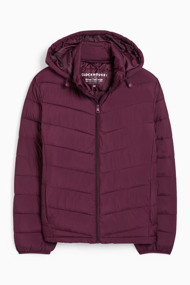 Women - Quilted jacket with hood - purple