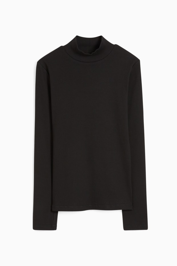 Damen - Basic-Langarmshirt - schwarz