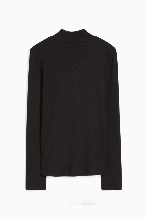 Damen - Basic-Langarmshirt - schwarz