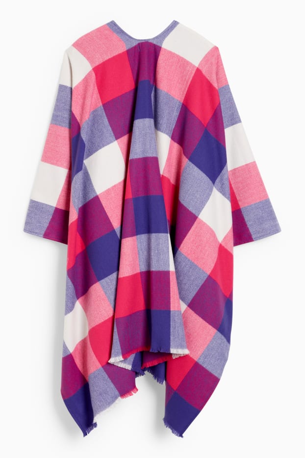 Femei - Poncho - în carouri - mov