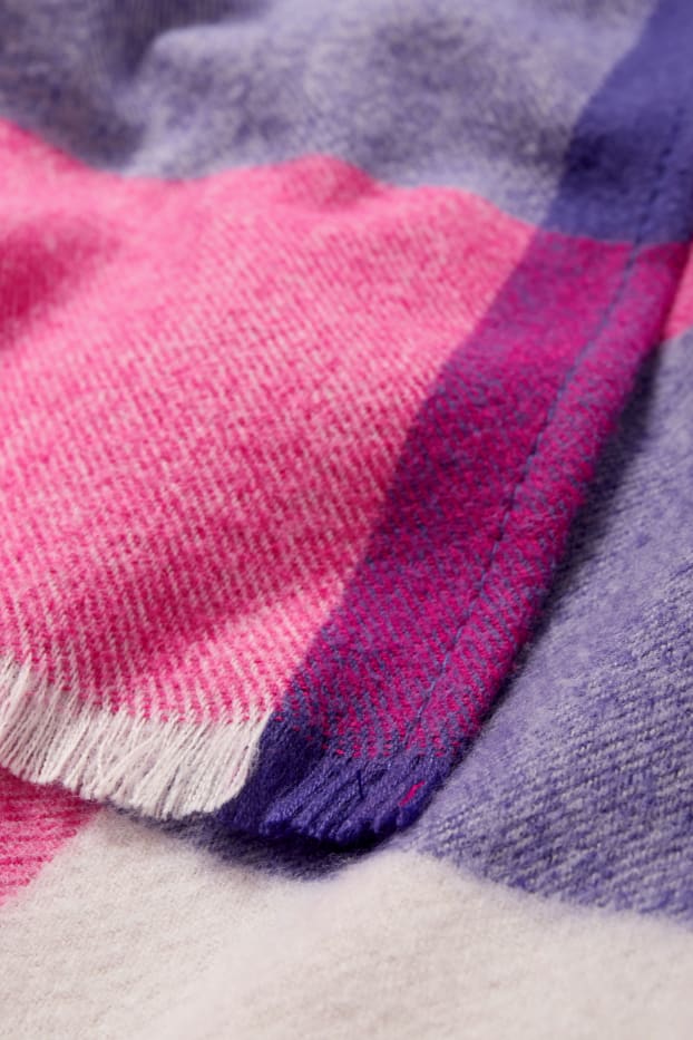 Femei - Poncho - în carouri - mov