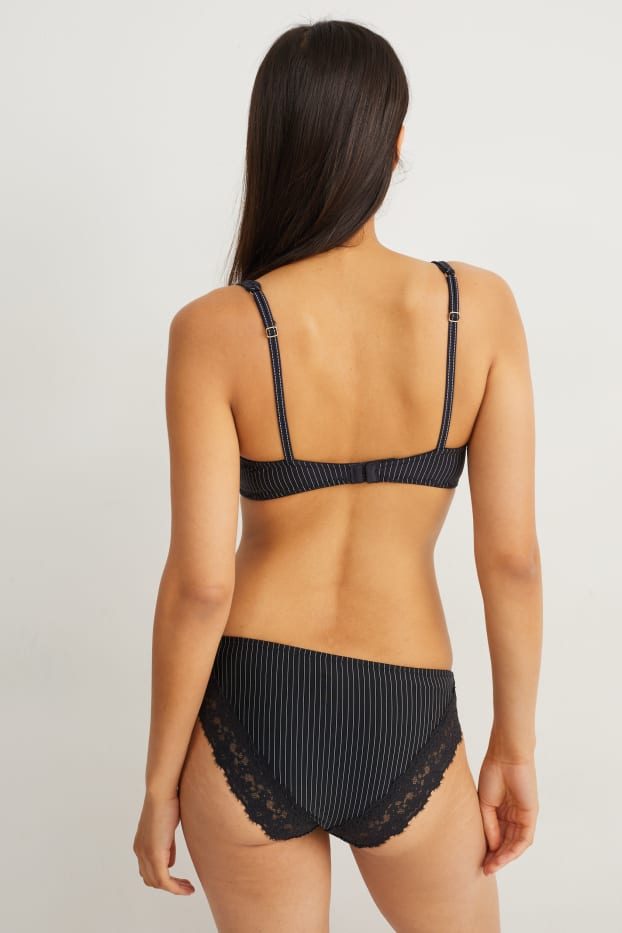 Dámské - Podprsenka s kosticemi - úzké proužky - černá