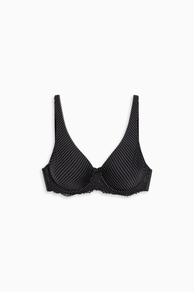 Dámské - Podprsenka s kosticemi - úzké proužky - černá