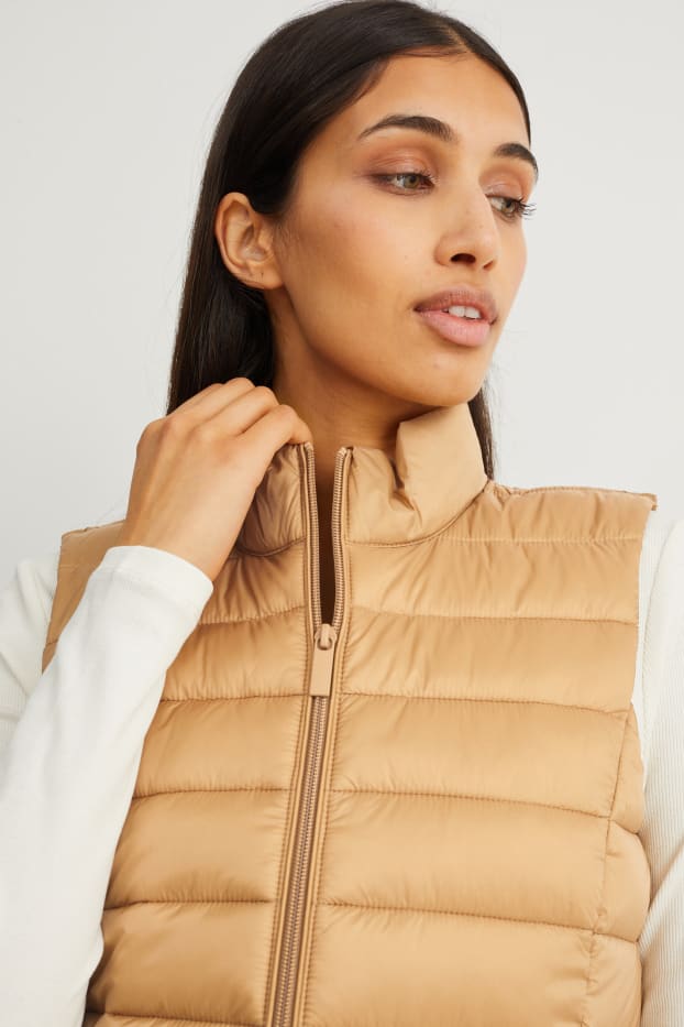 Damen - Steppweste - hellbraun