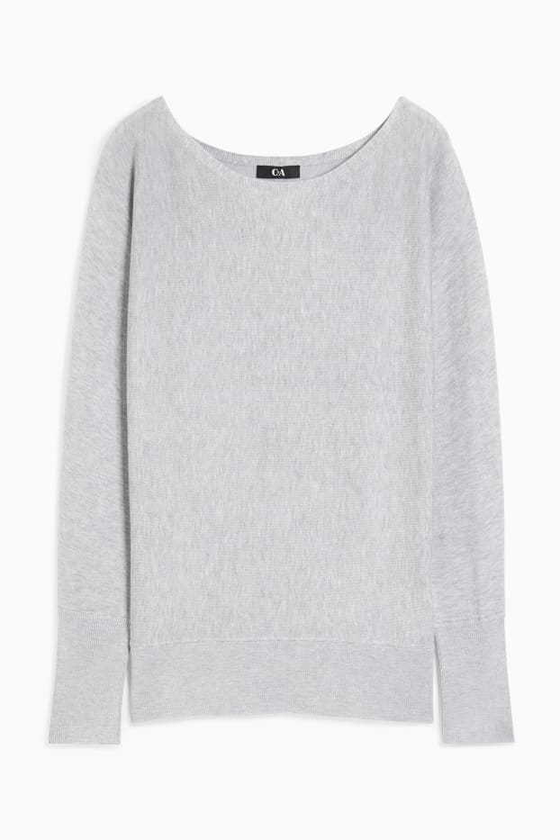 Femmes - Pullover en délicate maille - gris clair chiné