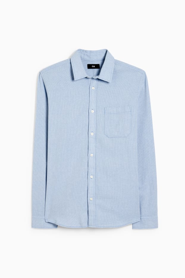 Uomo - Camicia - regular fit - collo all'italiana - azzurro