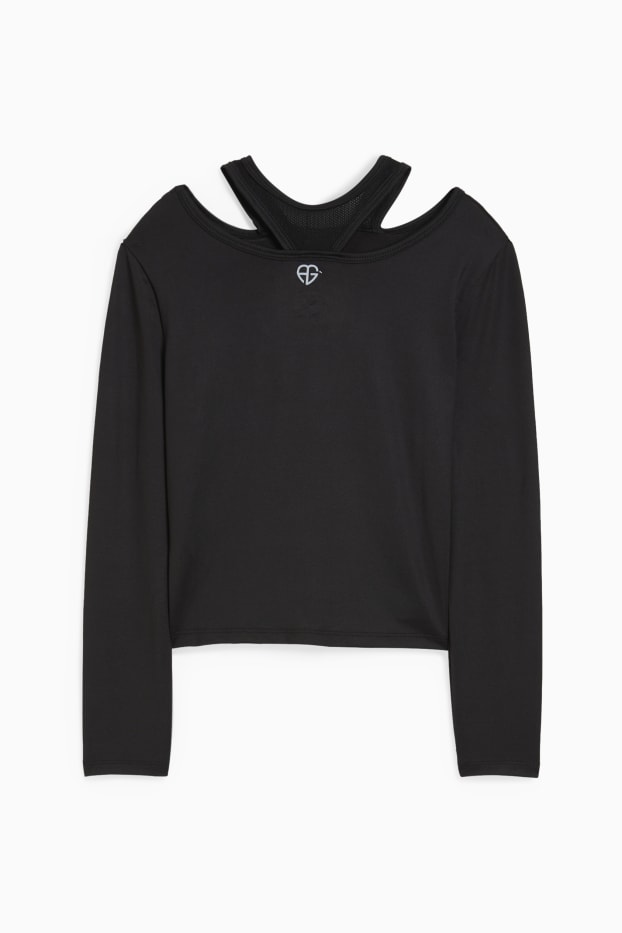 Kinder Mädchen - Funktions-Shirt - 2-in-1-Look - schwarz