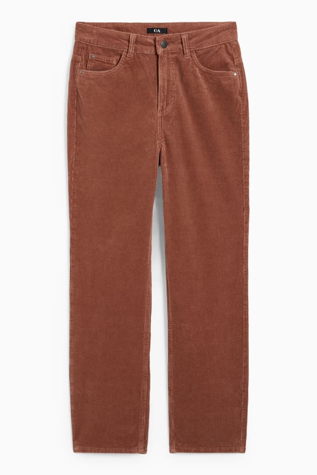 Damen - Cordhose - High Waist - Straight Fit - braun
