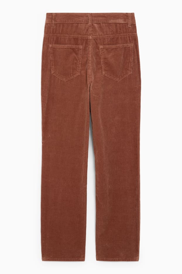 Damen - Cordhose - High Waist - Straight Fit - braun