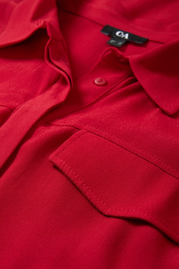 Dames - Blousejurk van viscose - donkerrood
