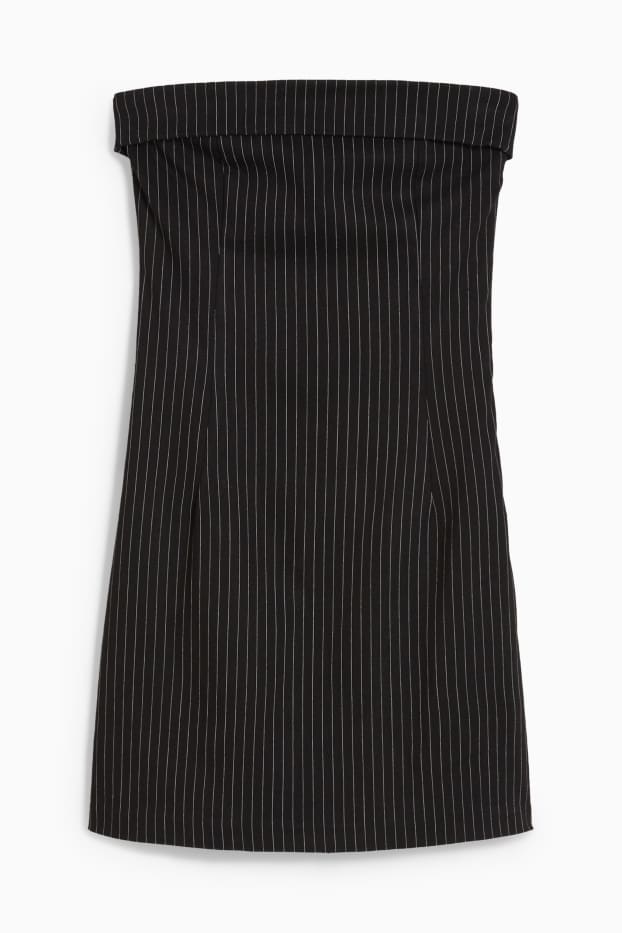 Damen - Bandeau-Kleid - Nadelstreifen - schwarz