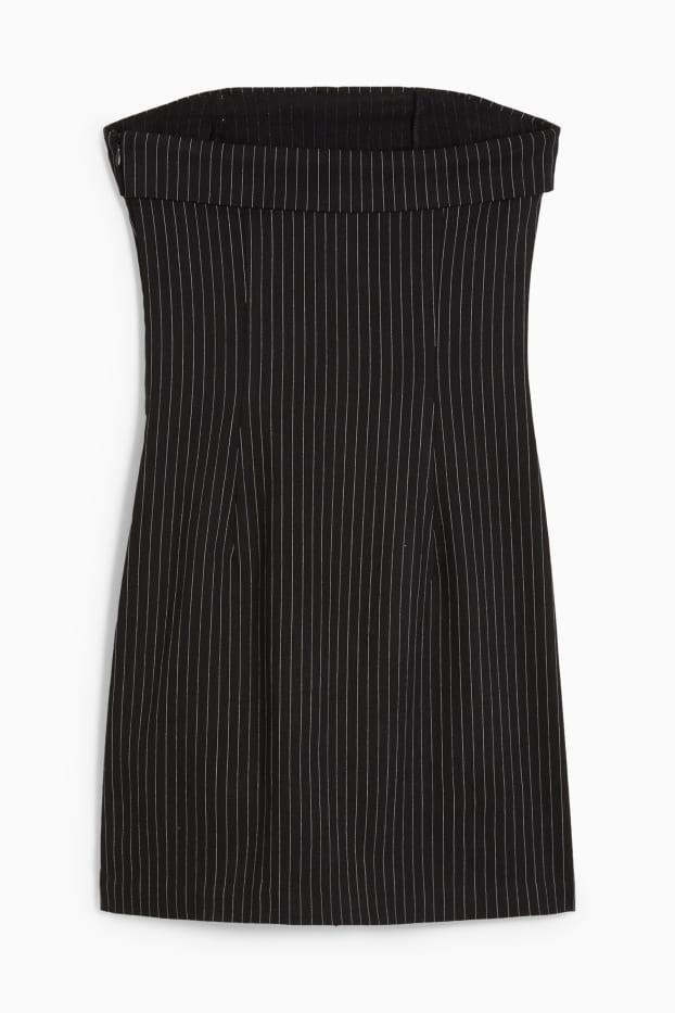 Damen - Bandeau-Kleid - Nadelstreifen - schwarz