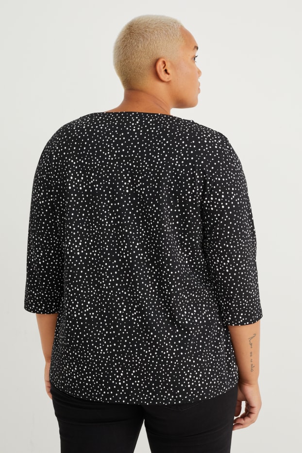 Donna - Maglia a maniche lunghe - a pois - nero