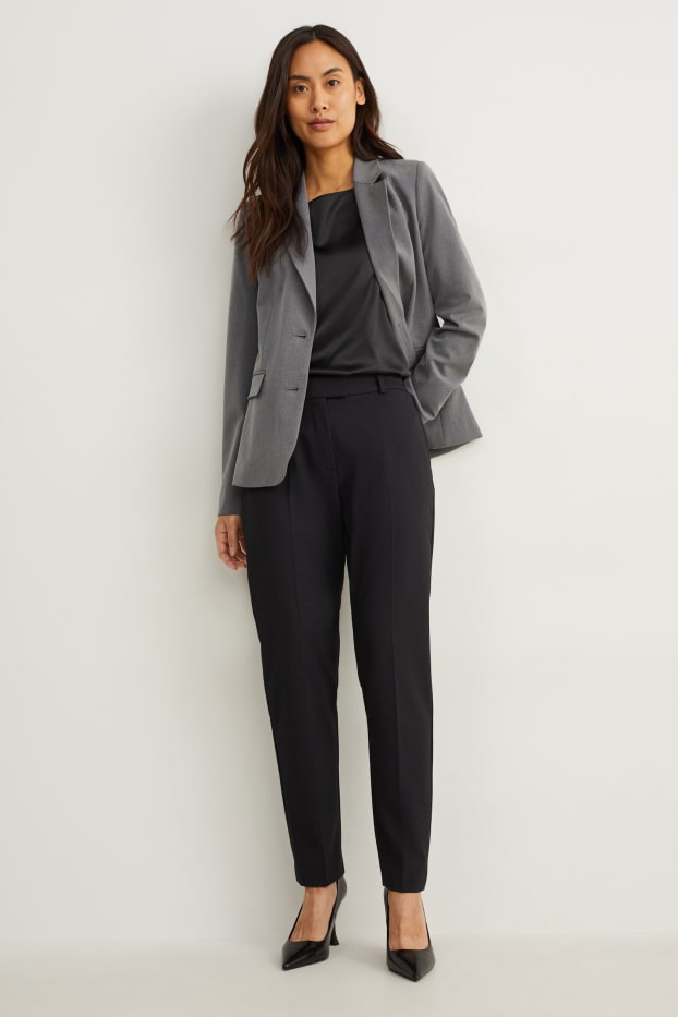 Dona - Pantalons formals - mid waist - slim fit - Mix & Match - negre