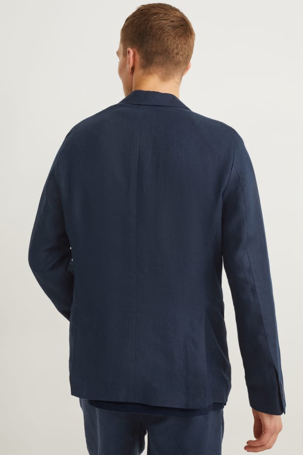 Men - Linen jacket - slim fit - dark blue