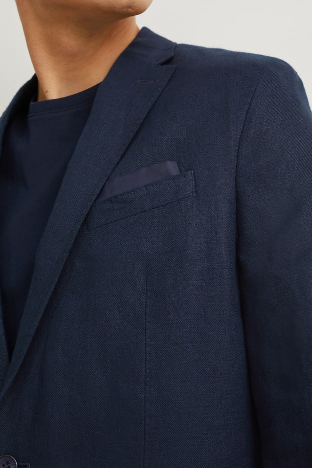 Men - Linen jacket - slim fit - dark blue