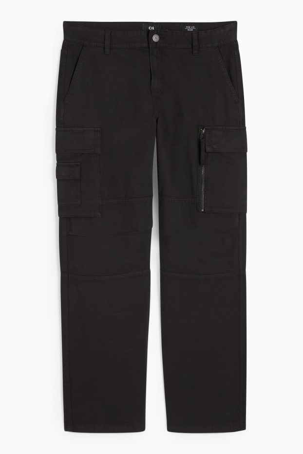 Men - Cargo trousers - relaxed fit - black