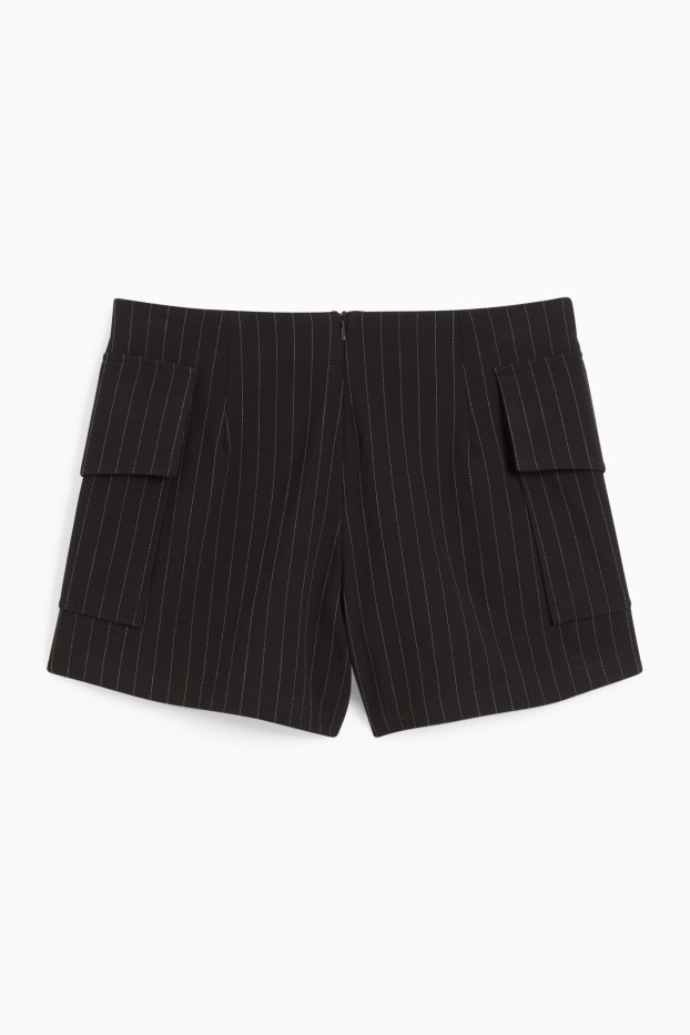 Femmes - Jupe-short - fines rayures - noir
