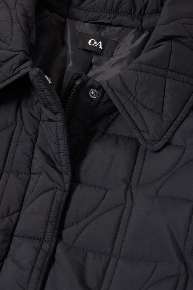 Women - Quilted coat with bum bag - black